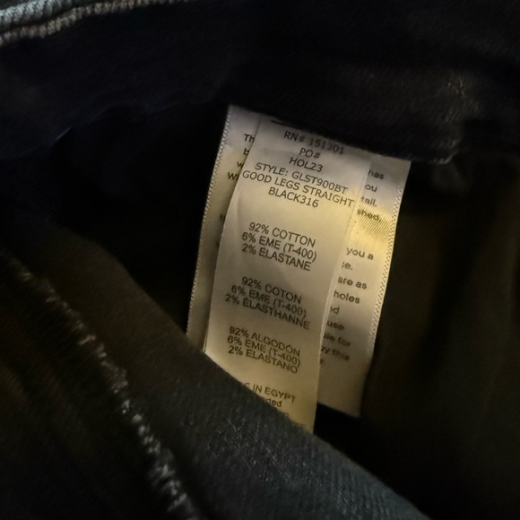 NWT GOOD AMERICAN High Rise Good Legs Straight Jeans Washed Black 20 Distressed - Picture 8 of 14